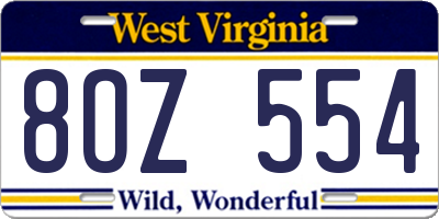 WV license plate 8OZ554
