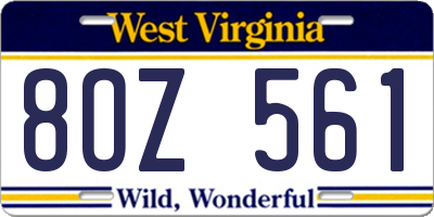 WV license plate 8OZ561
