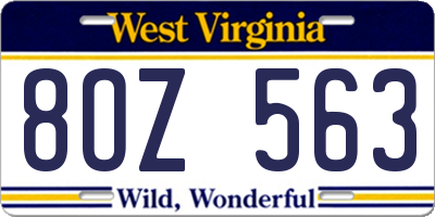 WV license plate 8OZ563