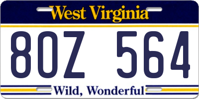 WV license plate 8OZ564