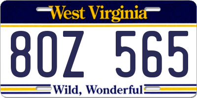 WV license plate 8OZ565