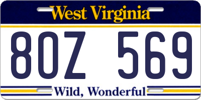 WV license plate 8OZ569