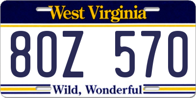 WV license plate 8OZ570