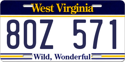 WV license plate 8OZ571