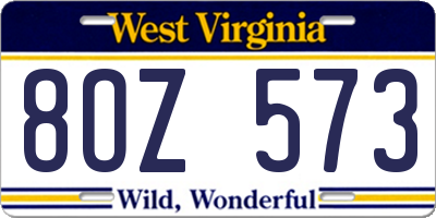 WV license plate 8OZ573
