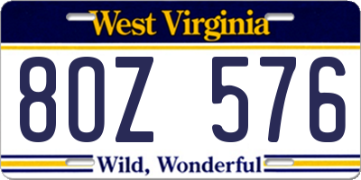 WV license plate 8OZ576