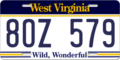 WV license plate 8OZ579