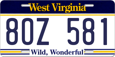 WV license plate 8OZ581