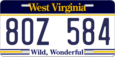 WV license plate 8OZ584