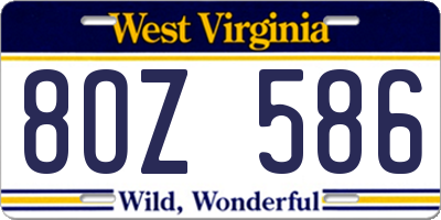 WV license plate 8OZ586