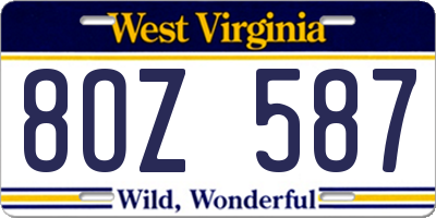 WV license plate 8OZ587