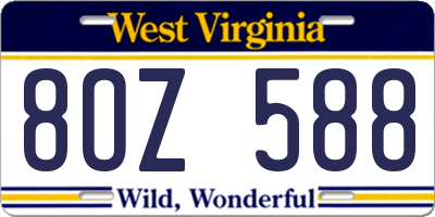 WV license plate 8OZ588