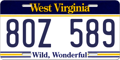 WV license plate 8OZ589