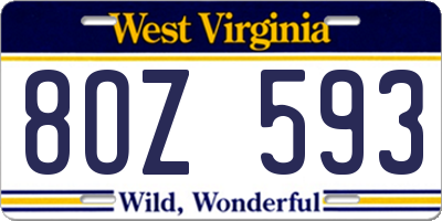 WV license plate 8OZ593
