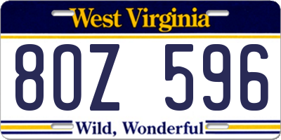 WV license plate 8OZ596