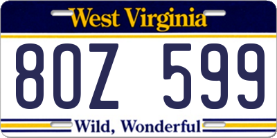 WV license plate 8OZ599