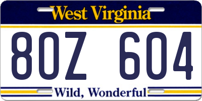WV license plate 8OZ604