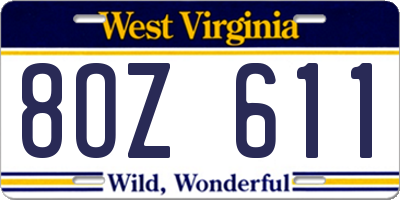 WV license plate 8OZ611
