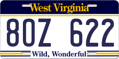 WV license plate 8OZ622