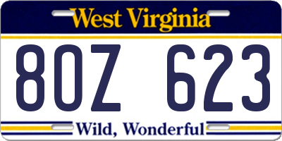 WV license plate 8OZ623