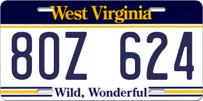 WV license plate 8OZ624