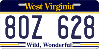 WV license plate 8OZ628