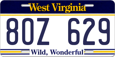 WV license plate 8OZ629
