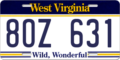 WV license plate 8OZ631