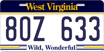 WV license plate 8OZ633