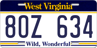 WV license plate 8OZ634