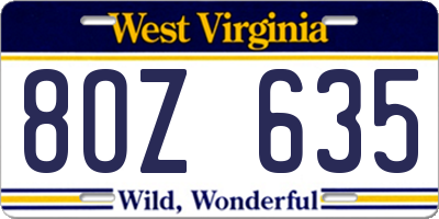 WV license plate 8OZ635