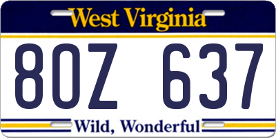 WV license plate 8OZ637