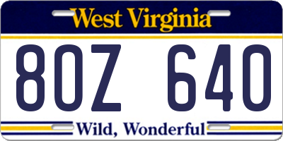WV license plate 8OZ640