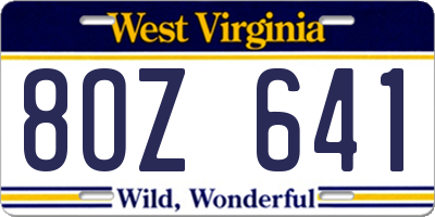 WV license plate 8OZ641