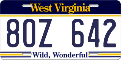 WV license plate 8OZ642