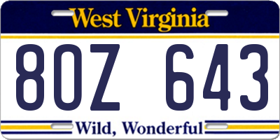 WV license plate 8OZ643