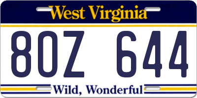 WV license plate 8OZ644