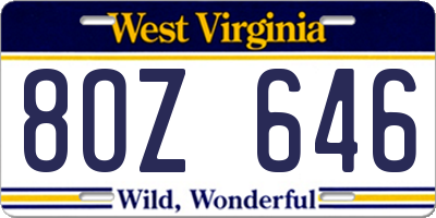 WV license plate 8OZ646