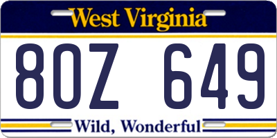 WV license plate 8OZ649
