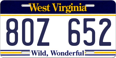 WV license plate 8OZ652
