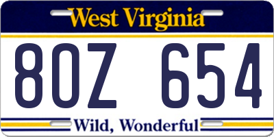 WV license plate 8OZ654