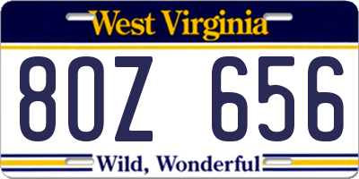 WV license plate 8OZ656