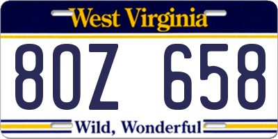WV license plate 8OZ658