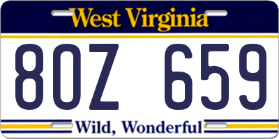 WV license plate 8OZ659