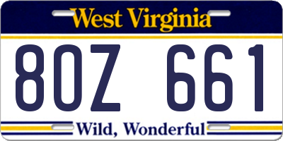 WV license plate 8OZ661