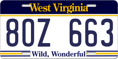 WV license plate 8OZ663