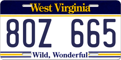 WV license plate 8OZ665