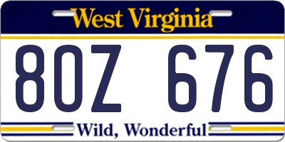 WV license plate 8OZ676
