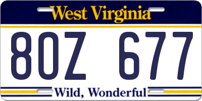 WV license plate 8OZ677