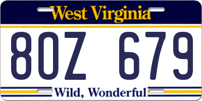 WV license plate 8OZ679